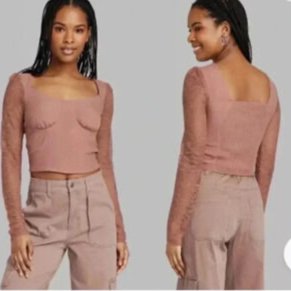 NWT Womens Long Sleeve Lace
Bustier Top Shirt Blouse Wild Fable
Brown